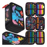 Penar echipat Stitch cu 3 compartimente,negru
