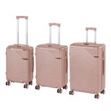 Set 3 Valize Leziter TraveLux Urban XXI Roz-Auriu, ABS, Carcasa Rigida, Roti 360, Lacat Cod, Dimensiuni: 76/68/50 cm
