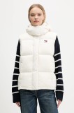 Tommy Jeans vestă de puf culoarea bej, de iarnă, DW0DW21627