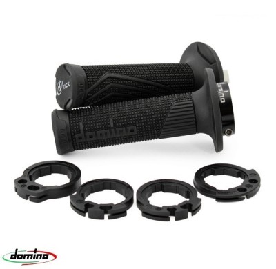 Set mansoane universale Domino (cu comanda acceleratie) - culoare: negru (lungime: mm - pentru ghidon de 22 mm) foto