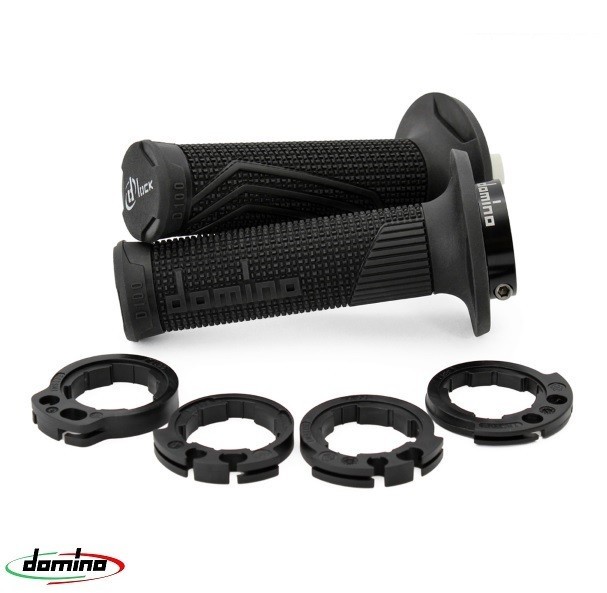 Set mansoane universale Domino (cu comanda acceleratie) - culoare: negru (lungime: mm - pentru ghidon de 22 mm)