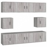 Cumpara ieftin Set dulap TV, 8 piese, gri sonoma, lemn prelucrat