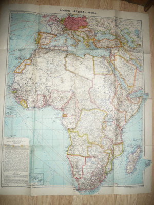 Harta Africii 73x87cm ,- Germania 1941 Verlag Westermann foto
