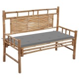 Cumpara ieftin Bancă de grădină cu pernă, 120 cm, bambus