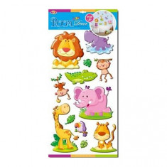 Set 12 stickere perete 3D, animale, model Safari 60 x 32 cm