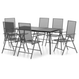 Cumpara ieftin Set de masa pentru gradina, 7 piese, antracit, otel