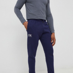 Under Armour pantaloni de trening barbati, culoarea albastru marin, neted