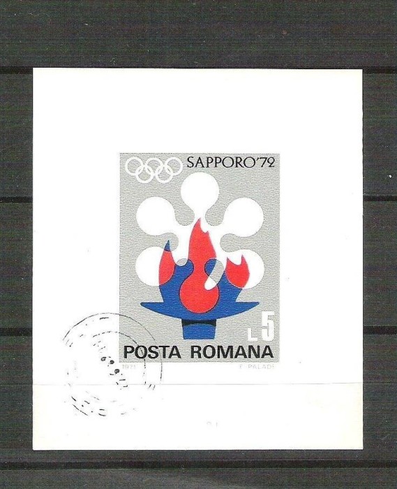 Romania 1971 Winter olympics games, Sapporo, imperf. sheet, used Z.016