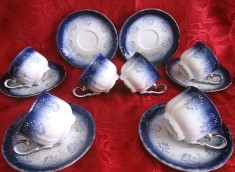 SET SERVICIU PORTELAN CU COBALT APULUM ALBA IULIA CESTI CAFEA CU FARFURII foto