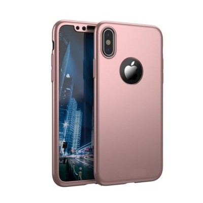 Husa GloMax FullBody Rose-Gold pentru Apple iPhone XS cu folie de sticla inclusa foto