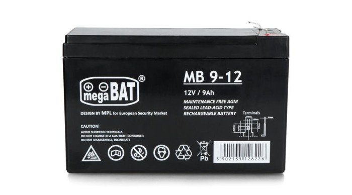 MPLPower AGM baterie gel VRLA 12V 9Ah (151/65/94mm)