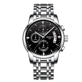 Ceas barbati Nibosi Data Otel Analog Mecanism Quartz Argintiu