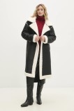 Answear Lab palton femei, culoarea negru, de tranzitie