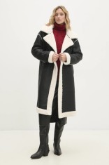 Answear Lab palton femei, culoarea negru, de tranzitie