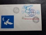 1986 - Anul International al Pacii - colita dantelata - LP1164 - FDC
