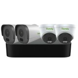 Sistem de supraveghere IP Tiandy PoE, 2 camere Bullet 2MP, 2 camere Turret 2MP, lentila 2.8mm, IR 50m, Microfon, NVR 4 canale, KIT-TN-2MPMIX-PoE Safet