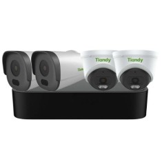 Sistem de supraveghere IP Tiandy PoE, 2 camere Bullet 2MP, 2 camere Turret 2MP, lentila 2.8mm, IR 50m, Microfon, NVR 4 canale, KIT-TN-2MPMIX-PoE Safet foto
