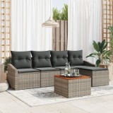 Gossi set de canapea pentru gradina cu perne gri din poli ratan acacia