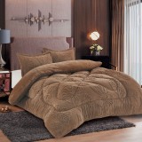 Lenjerie De Pat Soft Dream Ringo Co022, Microfibra Plusata, 3 Piese, Fara Elastic, Maro