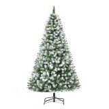 HOMCOM Brad de Crăciun &Icirc;nzăpezit cu Conuri, Brad Artificial cu Deschidere Automată și Bază Pliabilă, &Oslash;103x180 cm, Verde | Aosom Romania