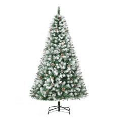 HOMCOM Brad de Crăciun &Icirc;nzăpezit cu Conuri, Brad Artificial cu Deschidere Automată și Bază Pliabilă, &Oslash;103x180 cm, Verde | Aosom Romania