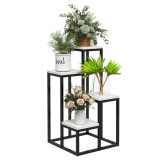 Outsunny Suport de Flori pe 4 Niveluri, Raft de Colt pentru Plante, Suport pentru Ghivece, 34x34x70 cm, Negru | Aosom Romania