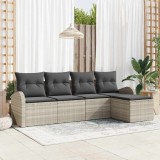 VidaXL Set de canapele pentru grădină 5 pcs Gri deschis Rattan poli
