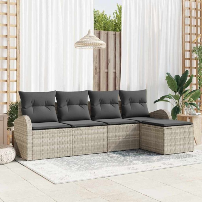vidaXL Set de canapele pentru grădină 5 pcs Gri deschis Rattan poli 3354671