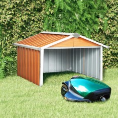 vidaXL ?opron gradina pt. robot de gazon, maro 92x97x63 cm o?el zincat foto