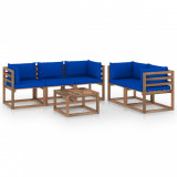 Set mobilier de gradina cu perne albastre, 6 piese GartenMobel Dekor, vidaXL