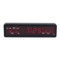 Ceas digital de perete, afisaj led, am/pm, data, termometru, caixing culoare