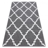 Covor Sketch - F343 gri și alb marocani Trellis, 200x290 cm, Dreptunghi, Polipropilena