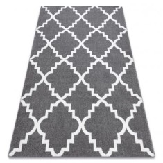 Covor Sketch - F343 gri și alb marocani Trellis, 80x150 cm