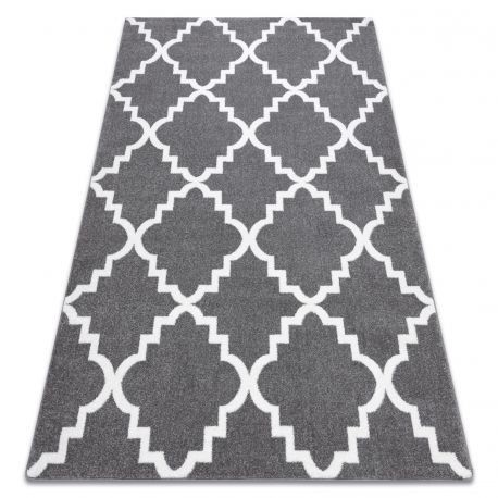 Covor Sketch - F343 gri și alb marocani Trellis, 80x150 cm