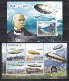 Sao Tome si Principe 2008 - Modele de dirijabile, Colita + Bloc, F.RARE, MNH