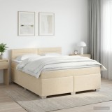 Cumpara ieftin Pat boxspring cu saltea cu headboard Crem 160 x 200 cm Tesatura