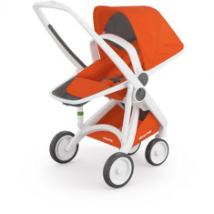 Carucior Reversible Ecologic cu Cadru Alb Orange foto