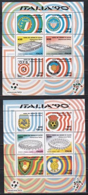 Italia 1990 - Grupele CM de Fotbal Italia 1990, 6 Blocuri, 6 Poze, MNH foto