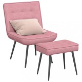 VidaXL Scaun de relaxare cu taburet, roz, catifea