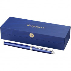 Stilou elegant Waterman Hemisphere, metal, albastru, breloc inclus din piele ecologica si metal foto