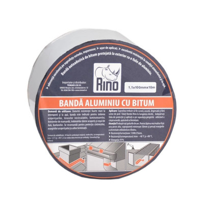 Banda Etansare din Aluminiu cu Bitum RINO, 1.1x100mm x 10m, Banda Etansare Aluminiu cu Bitum, Banda din Aluminiu pentru Etansare, Banda pentru Etansar foto
