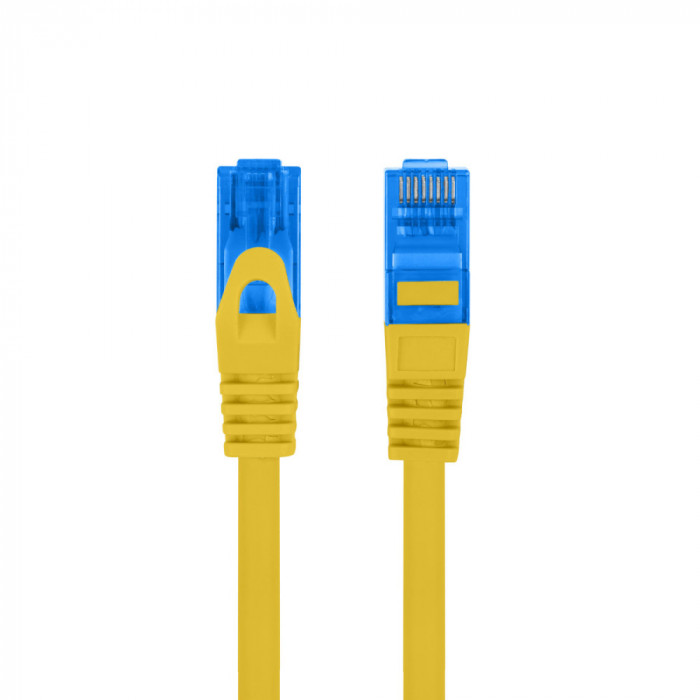 Cablu ecranat S FTP, Lanberg 42488, cat.6A, lungime 2m, AWG 26, 500 MHz, LSZH, mufat 2xRJ45, ethernet, galben