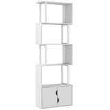 HOMCOM Bibliotecă Modernă cu 5 Rafturi și Dulăpior cu 2 Uși din Lemn Alb | Aosom Romania