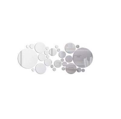 Set 30 oglinzi decorative Ventoo&amp;reg;, din sticla acrilica, pentru design interior, model rotund, silver foto