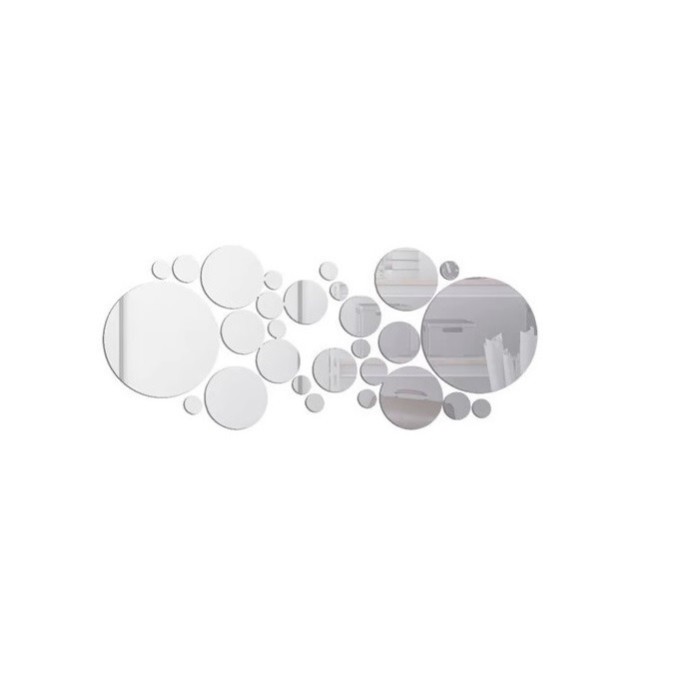 Set 30 oglinzi decorative Ventoo&reg;, din sticla acrilica, pentru design interior, model rotund, silver