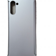 Husa protectie 360 fata + spate + folie silicon Samsung Note 10 , Argintiu
