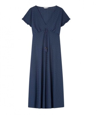 Rochie midi Springfield pentru femei, decolteu cu in V, bleumarin, M - OUTLET foto