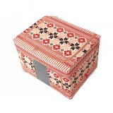 Cutie de depozitare pliabila cu 2 usi de acces si fereastra frontala, fermoar bidirectional, 66 l, bumbac si in, 52 x 42 x 39 cm, model traditional 5, Oem