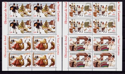 RO 2016 , LP 2130 ,&amp;quot;Obiceiuri de Anul Nou &amp;quot; in bloc de 4 , MNH foto