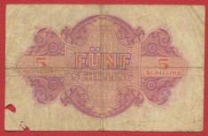 Bancnota Austria 5 Schilling Alliierte Militarbehorde SERIE 1944